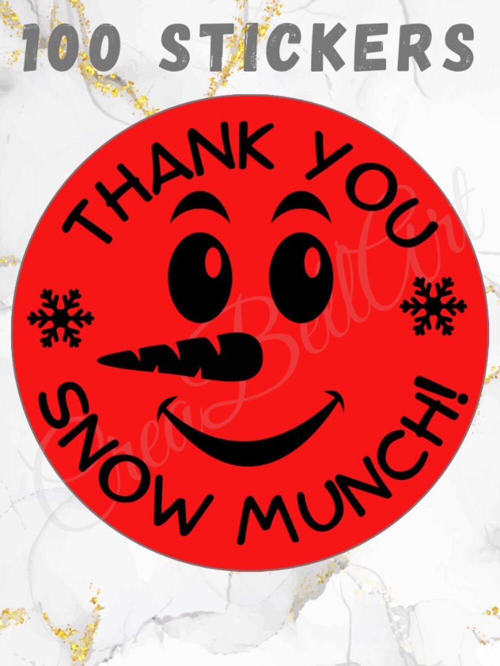 100 Snowman Thank you Stickers  Thermal Stickers 2 inch